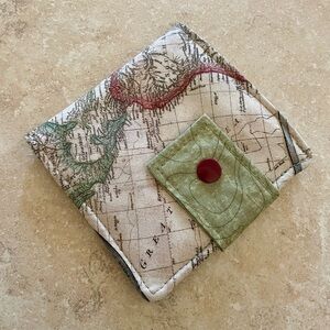 Handmade Map-Inspired Wallet – Snap Closure & Zipper Pocket